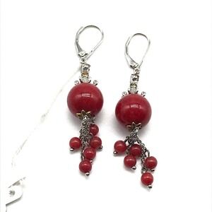 Michael Valitutti NH Gems En Vogue II 925 Sterling Silver Red Coral Earrings
